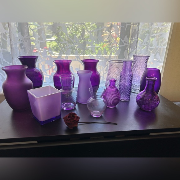 Frosted, deep purple vase 8” - Picture 8 of 16